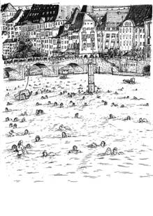 Rheinschwimmen (2019/Originalzeichnung) Rheinschwimmen (2019/Originalzeichnung)